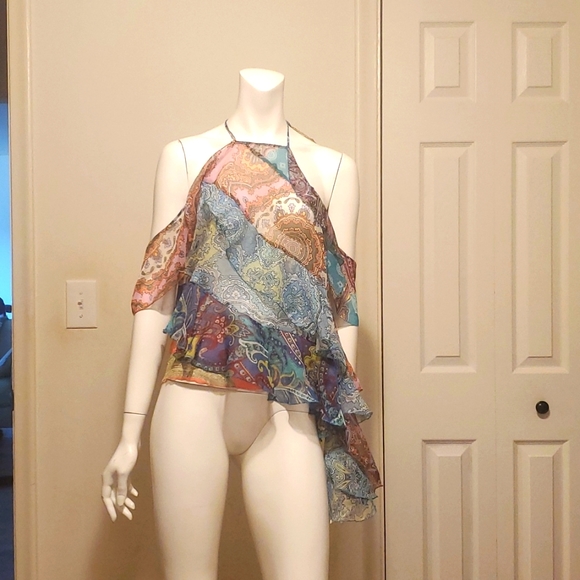 Zara Tops - Nwt  Zara ruffled patchwork Paisley prank top